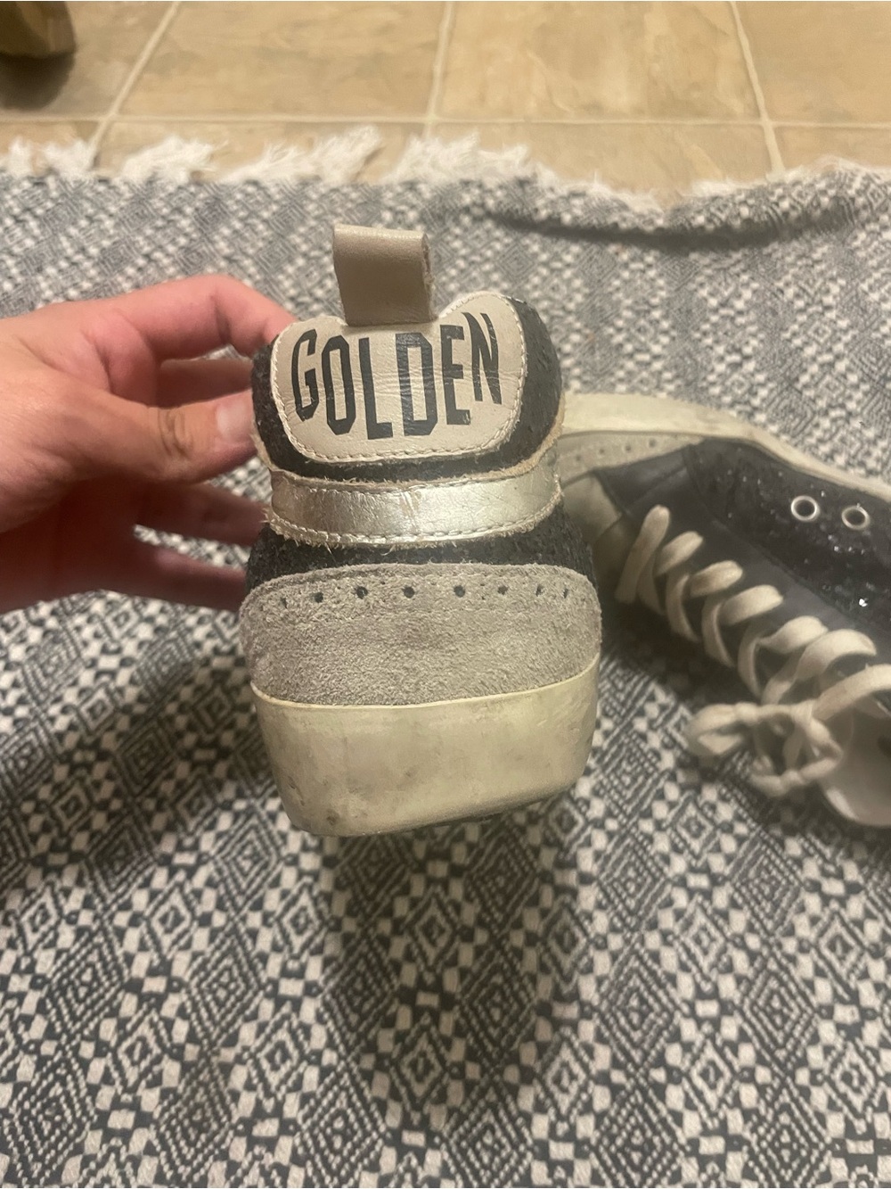 Golden Goose High-Top Sneakers in Black and Cream - Picture 5 of 10